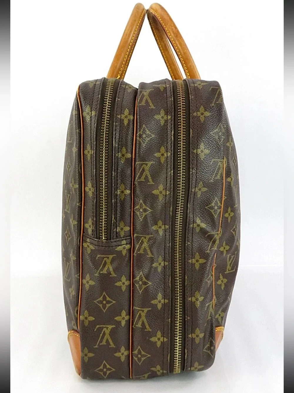 Louis Vuitton Monogram Canvas Briefcase with Tan Leather Trim